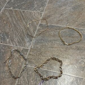 Elegant Gold and Silver Chain Necklace Set